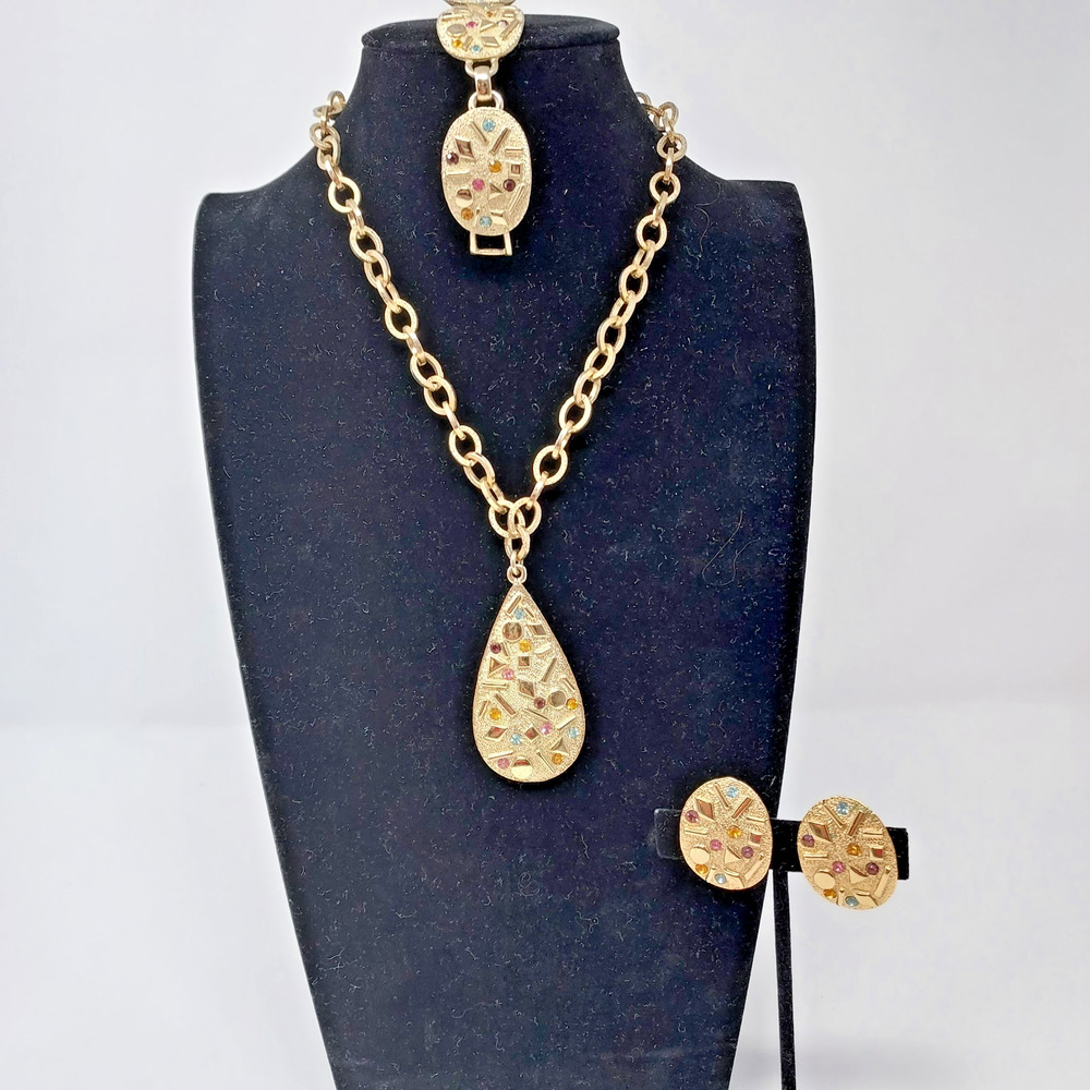 Vintage Sultana Sarah Coventry Demi-Parure Set Mogul Gold Tone 1959 Signed